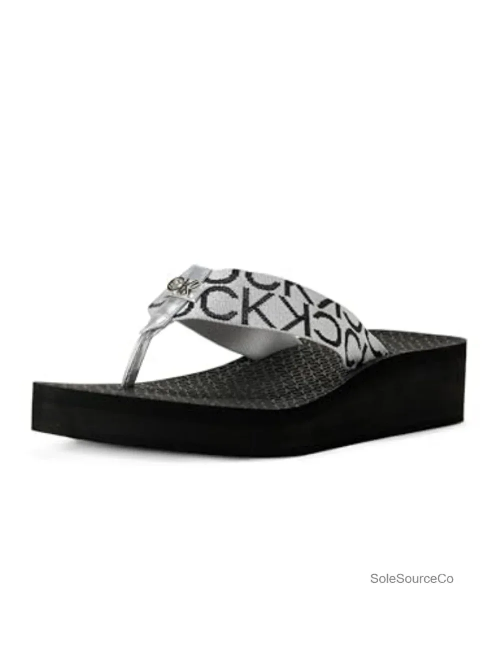 Womens EVA Wedge Sandals Logo Print Straps Slip On